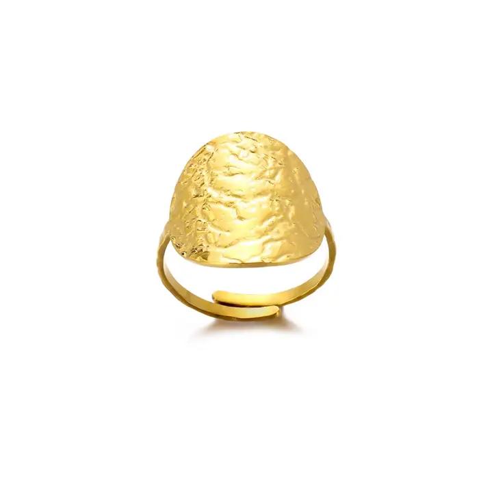 Bague pièce de monnaie en acier inoxydable pour femme, bague de géométrie elliptique, surface large, bijoux élégants, accessoires de mode, cadeau de document en or