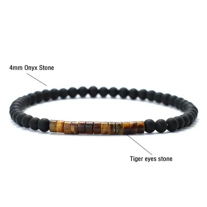Nouveau Bracelet de perles minimaliste 4mm unisexe empereur Onyx petite pierre