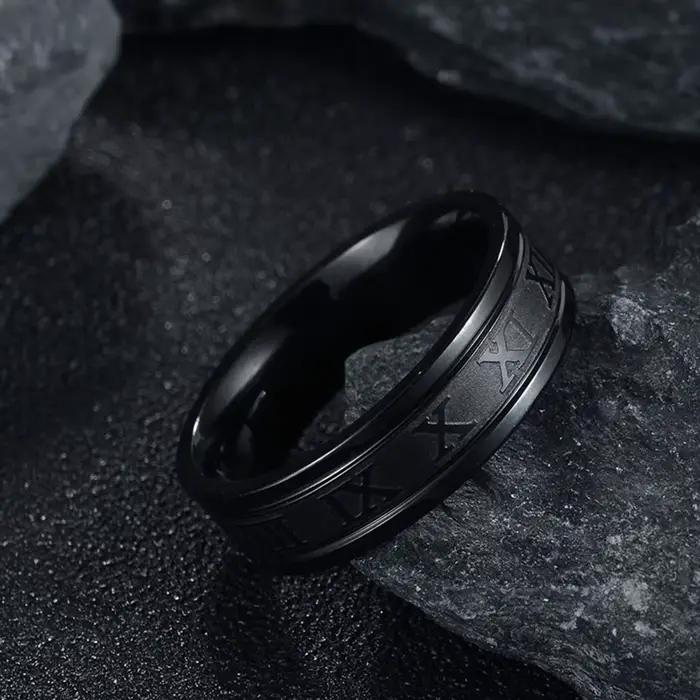 Seakissky classique mode acier inoxydable romain numérique hommes femmes bague Cool Punk haute qualité étanche bijoux pour cadeaux de fête