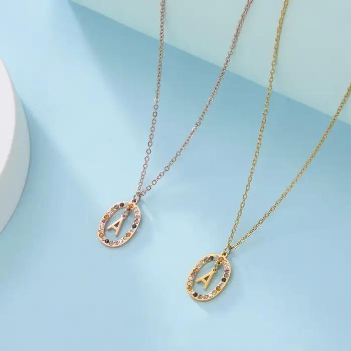 Cazador Zcompresses sur Initiale Lettre Collier pour Femmes Strass A-Z Alphabet