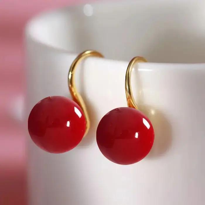 Rétro palais 925 en argent Sterling pour femmes 12mm naturel Hotan Jade boucles d'oreilles 18k