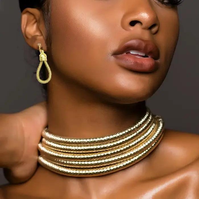 Ensemble de bijoux africains mode collier ras du cou bracelet magnétique bouton pour femmes occasions spéciales