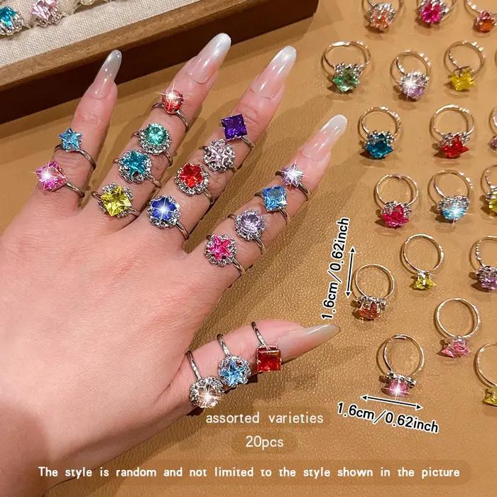 20 styles à la mode et simples avec une bague ouverte de couleur aléatoire adaptée à un usage quotidien et à l'emploi