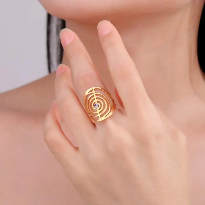 Bague Skyrim ChoKuRei avec zircon en acier inoxydable pour femme