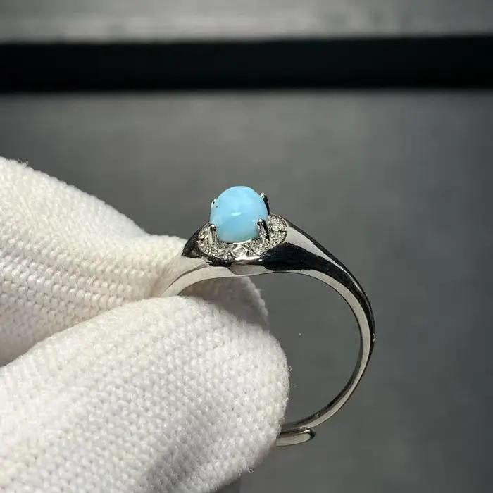 HEYYA – bague Larimar Vintage en pierre naturelle pour femmes