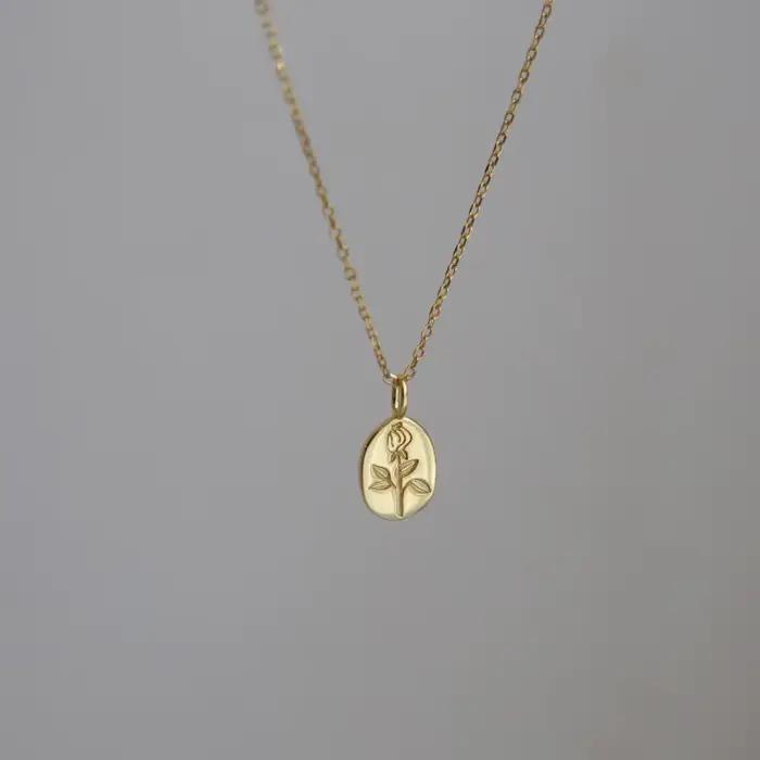 ANENJERY – collier ovale en forme de fleur de Rose pour femmes