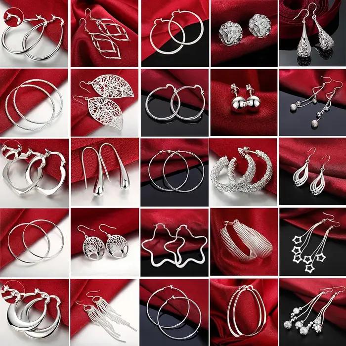 Top qualité 925 boucles d'oreilles en argent Sterling Simple rond cercle