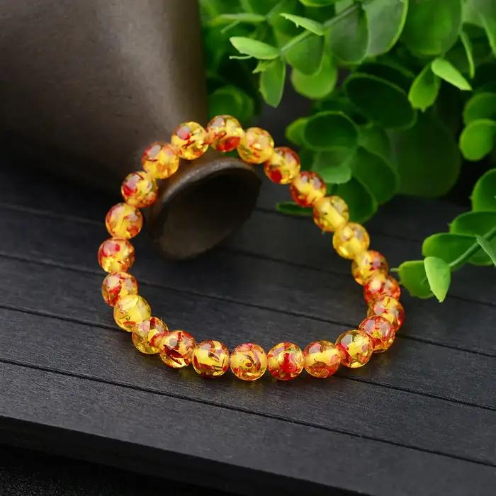 Bracelet de perles rondes en pierre d'ambre naturelle de 8mm