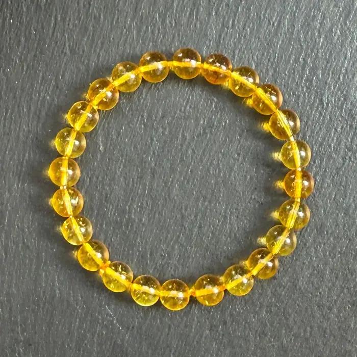 Bracelet en perles de citrine naturelle pour femmes et hommes