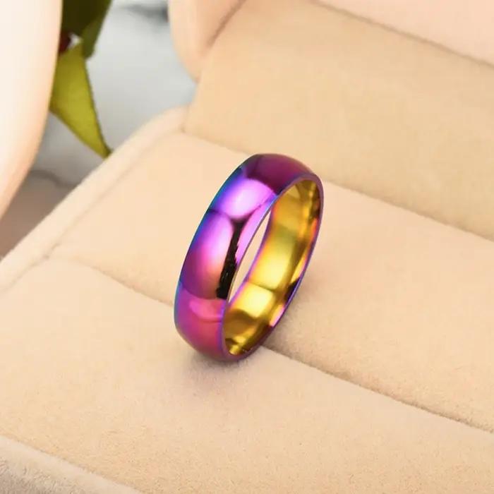 Bague colorée arc-en-ciel pour hommes et femmes