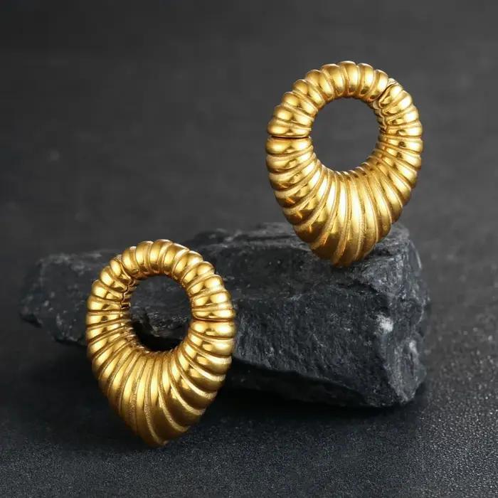 Twolobes 2PCS 316L Acier Inoxydable Écarteurs d'Oreille, Boucles d'Oreille Creuses pour Lobe, Poids d'Oreille Gothique Punk, Bijoux Corporels