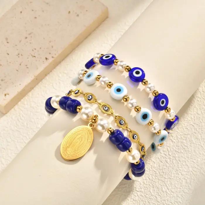 Bracelet de perles commissionné pour femme, bijoux empilables simples, 10mm