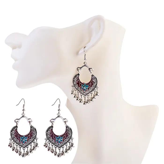 Boucles d'oreilles pendantes indiennes à pampilles gitanes Boho pour femmes