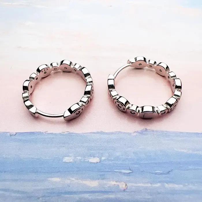 Boucles d'oreilles créoles en argent regardé 925 pour femmes