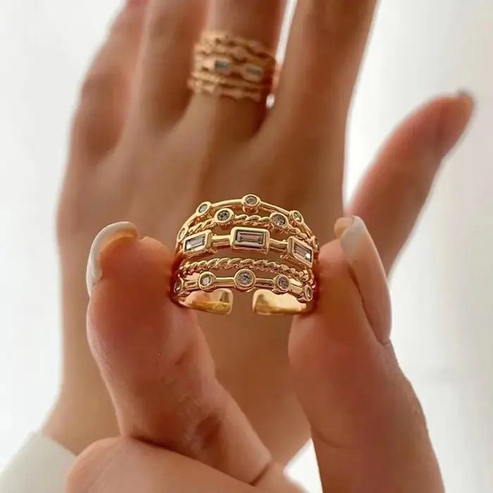 Nwe – bagues de soleil plaquées or 18 carats pour femmes