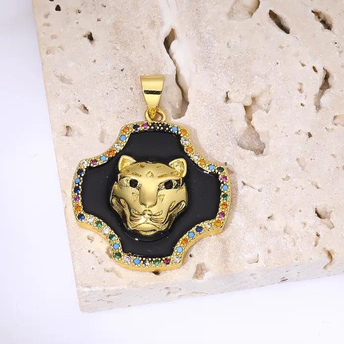 Pendentif en or véritable plaqué 18 carats avec zircone cubique pour femme élégant animal charms bijoux de luxe occasions spéciales