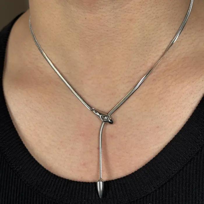 Collier Punk en forme de serpent en acier inoxydable