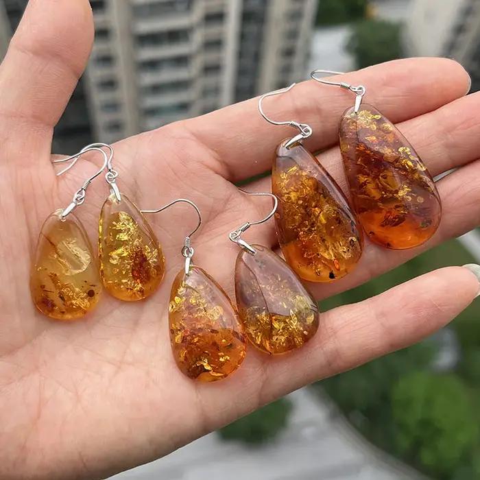 Boucles d'oreilles en ambre véritable et argent Sterling 925 pour femmes, idéales pour les occasions spéciales et les cadeaux personnalisés