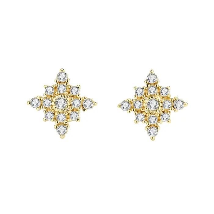 Boucle d'oreille flocon de neige pour femmes, nouveauté mode or 18K fleurs, rond irrégulier, plein d