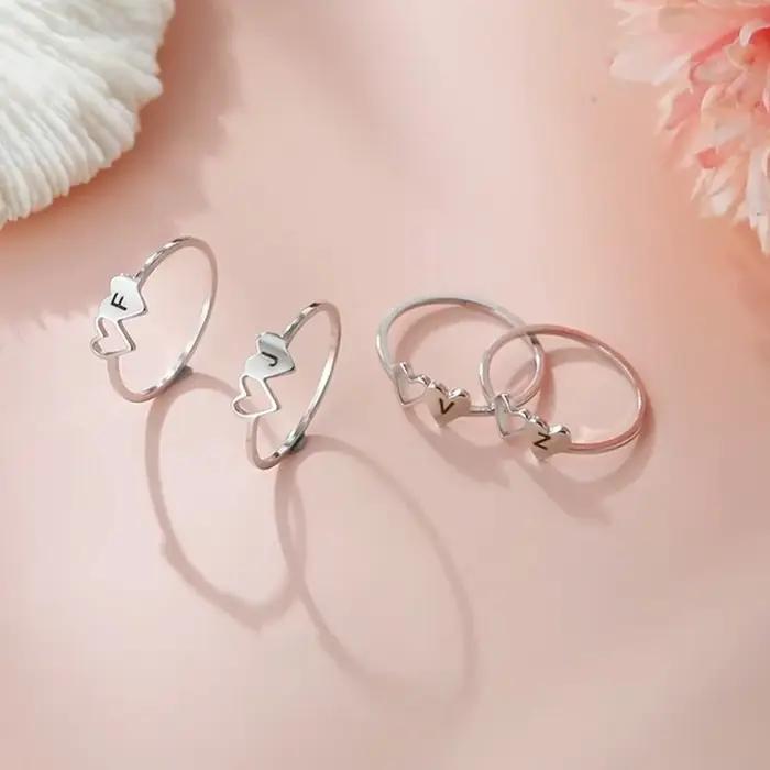 COOLTIME – bague avec lettre initiale pour femmes