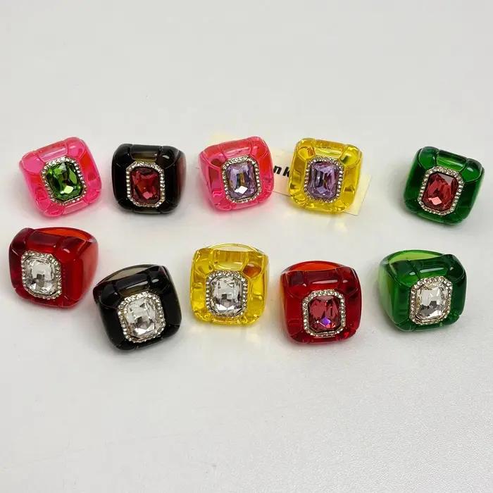 Bracelet en résine dégradé rond géométrique pour femmes style moderne unique occasions spéciales