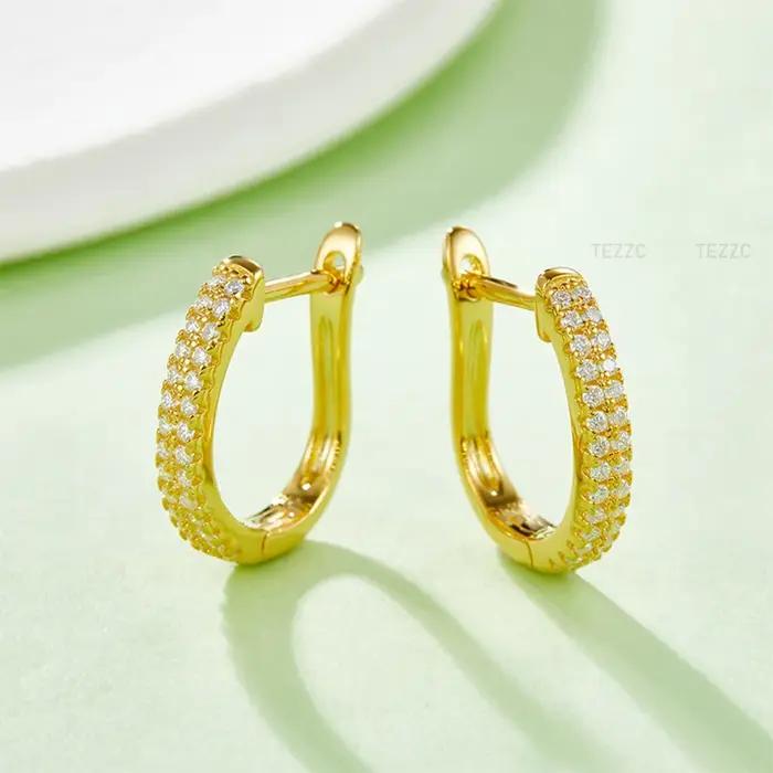 Boucles d'oreilles à clous en Argent Sterling 925 avec pierres Moissanite rondes éclatantes pour femme bijoux de luxe élégants pour offrir