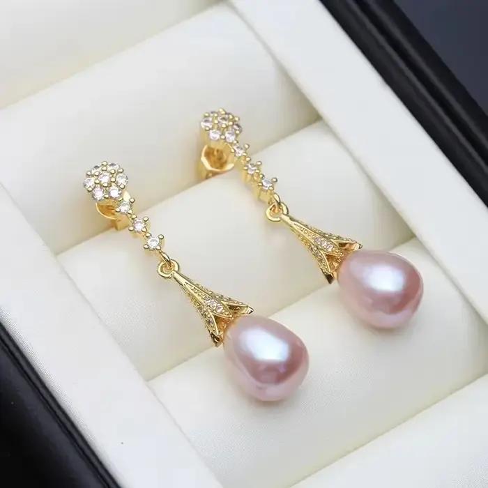 Boucles d'oreilles pendantes en perles naturelles en argent 925 pour femmes style bohème perles d'eau douce cadeau de fiançailles pour femmes occasions spéciales