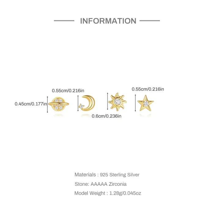 Aide-Ensemble de boucles d'oreilles en argent regardé 925 pour femme
