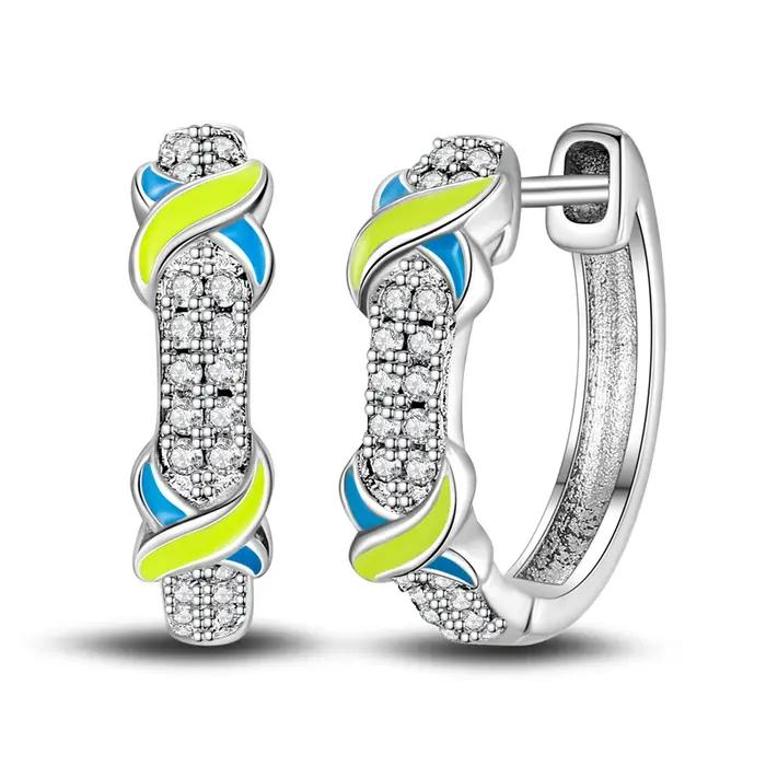 Boucles d'oreilles lumineuses colorées en argent 925 avec zircon violet pour femmes élégantes occasions spéciales fantastique cadeau d'anniversaire