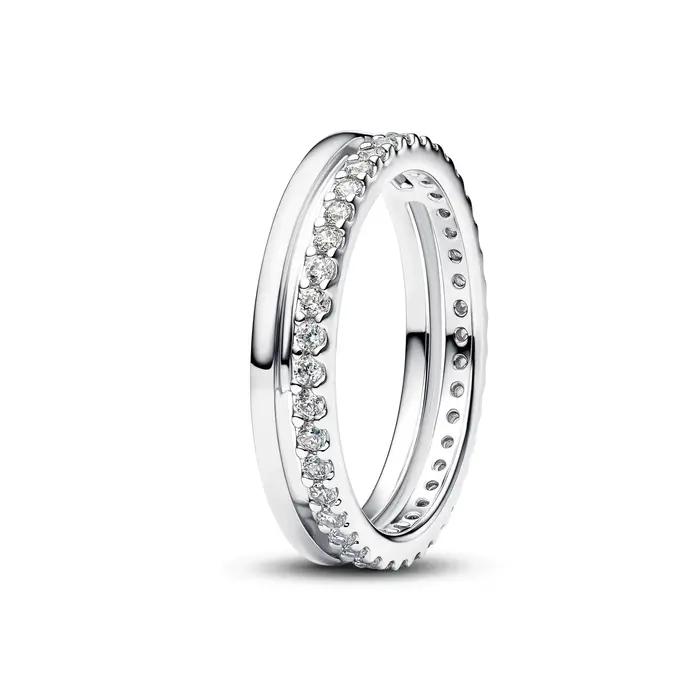 Bague « Maman » en argent sterling S925 avec fleur et zircon
