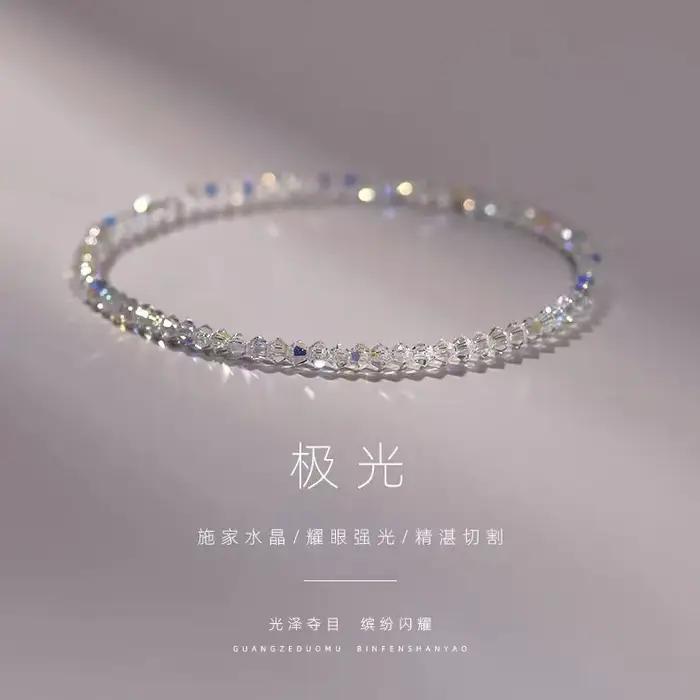 Bracelet en cristal ultra-fin YNO vert pour femmes, bracelet à brins religieux pour soirée, cadeau pour petite amie ou étudiante