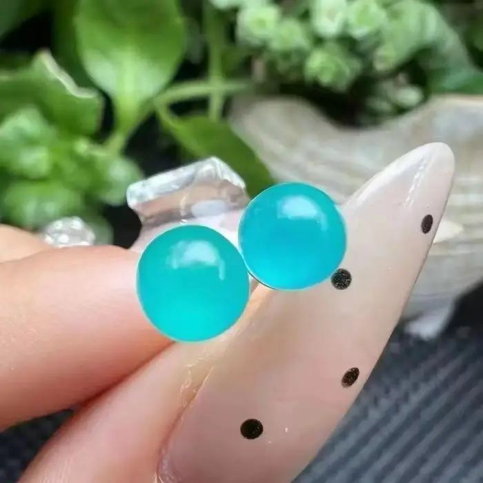 Boucles d'oreilles en argent 925 avec sphère de cristal d'amazonite naturelle, jolies et mignonnes,