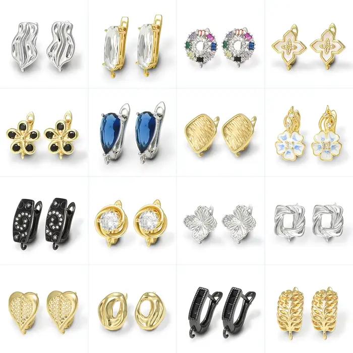1 paire de crochets de boucles d'oreilles plaqués or 18 carats