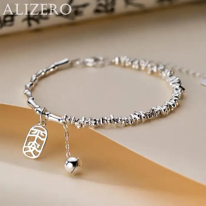 Nouveau 925 en argent Sterling cloche perles géométriques Bracelet en bambou pour femme fille mode bijoux cadeau livraison directe en gros