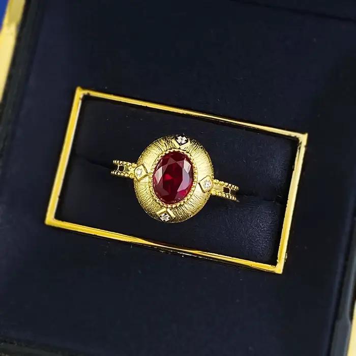 Wong Rain – bague vintage en argent sterling 100% 925, 7x9MM, coupe ovale, saphir de laboratoire, rubis, diamants à haute teneur en carbone, bijoux fins