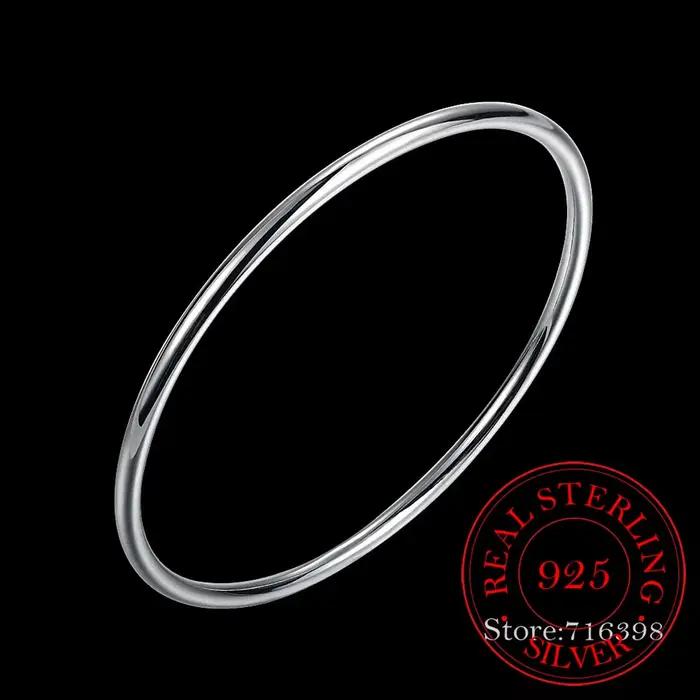 Bracelet en argent regardé 925 pour femme, bracelets lisses simples, bijoux de fiançailles de mariage, personnalité de la mode