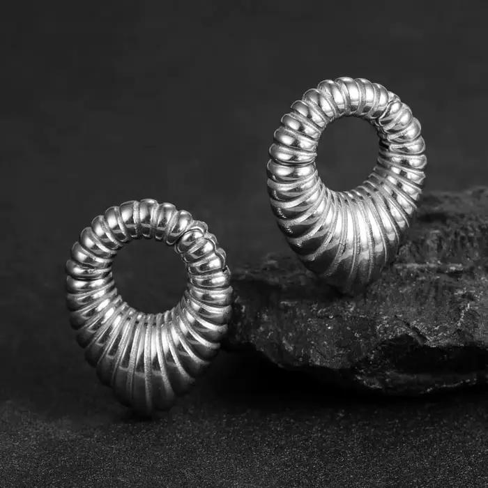 Twolobes 2PCS 316L Acier Inoxydable Écarteurs d'Oreille, Boucles d'Oreille Creuses pour Lobe, Poids