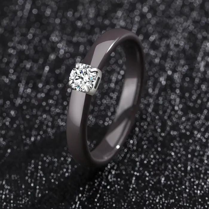 Bague de promesse classique pour femme, alliance en céramique 3 mm fine et minimaliste, bagues de fi