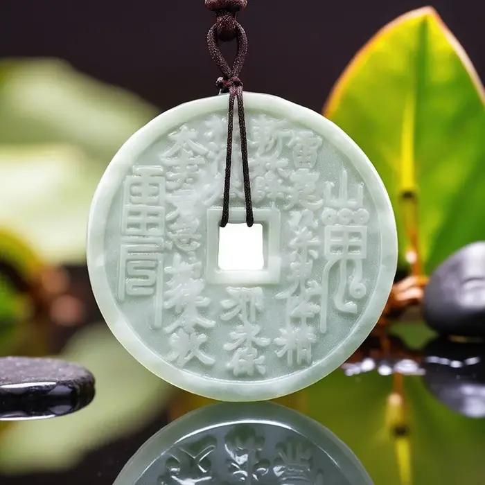 Collier pendentif en argent de Jade véritable naturel
