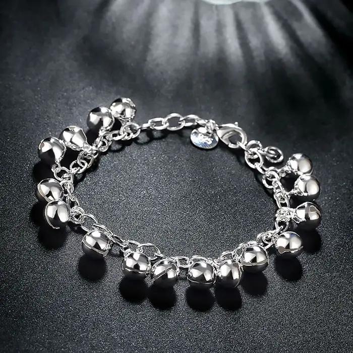 Bracelets à breloques en argent sterling 925 avec perles clochettes pour femmes