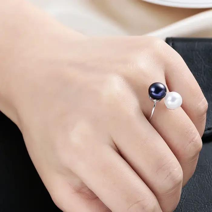 Nouvelle Arrivée 2026 – Bague Ajustable en Perle d'Eau Douce Naturelle Noire