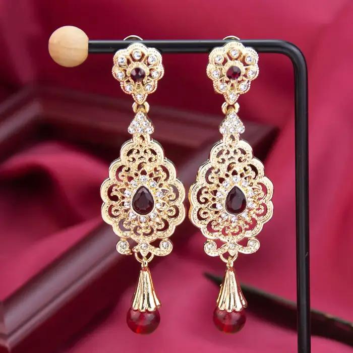 Sunspicems Chic marocain boucle d'oreille pour les femmes algérie boule de cristal longue