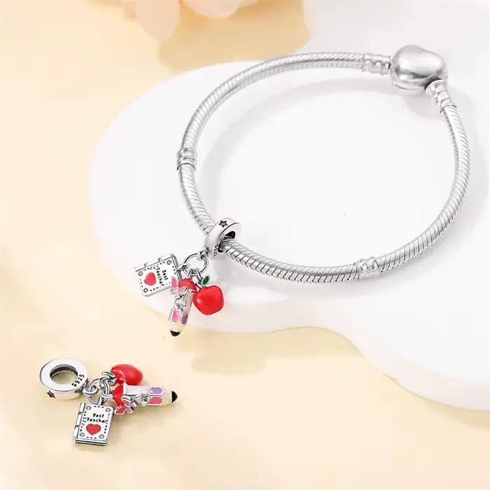 Qikaola-Bracelets originaux en argent 925, symboles musicaux 925, plaque de dessin, boîte à médicaments, série carrière, breloques, perles pour bijoux à bricoler soi-même