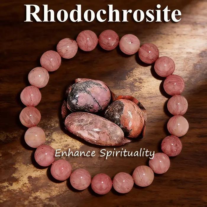 Bracelet en perles de rhodochrosite pierre naturelle bracelet reiki bijou de guérison cristal breloque vitalité cadeau pour femme occasions spéciales