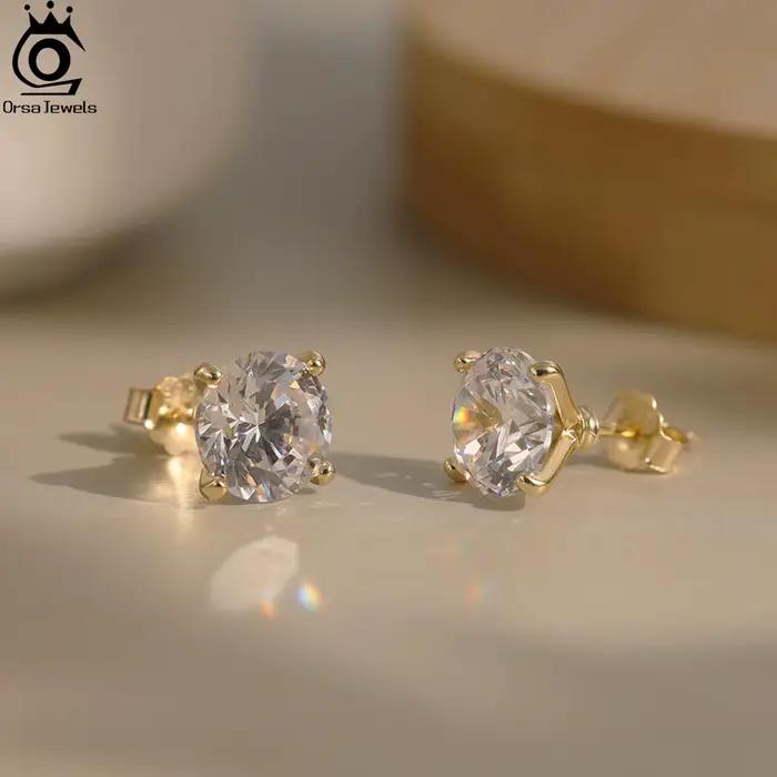 Stud Boucles d'Oreilles en Argent Sterling 925 avec Zircone Blanche pour Occasions Spéciales et Quotidien
