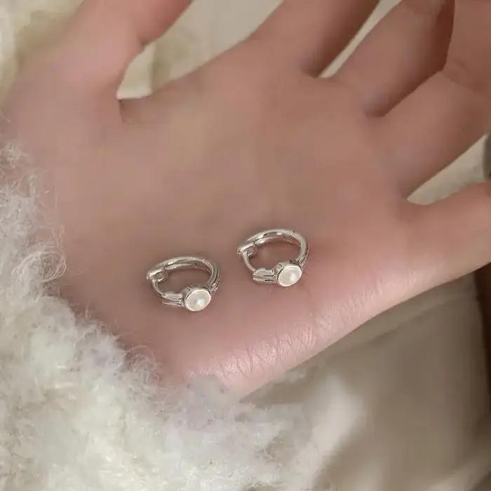 Boucles d'oreilles en perles d'argent regardé 925 pour femmes, boucle d'oreille en forme de carillon, bijoux anti-allergie, accessoires de fête, cadeau