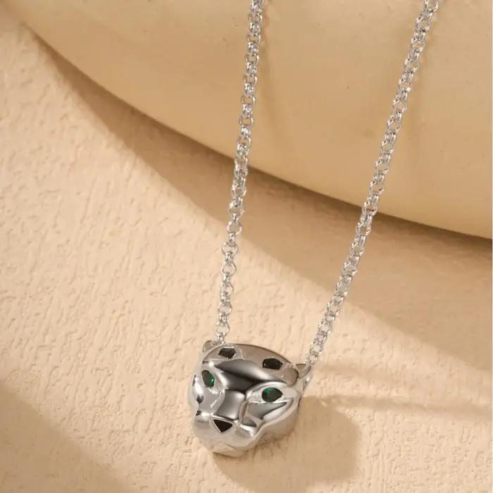 Collier Tête de Léopard Tendance Style Ins Luxe Polyvalent Pendentif Diamant Haut de Gamme Chaîne Clavicule Bijoux pour Femme