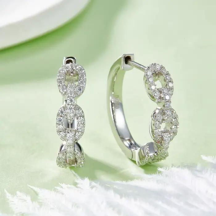 Vinregem 3EX VVS1 D 0.58CT vrais diamants Moissanite pierres précieuses boucles d'oreilles en argent Sterling 925 massif bijoux fins avec GRA vente en gros
