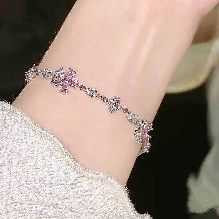 Y2K – Bracelet en cristal rose doux pour femmes