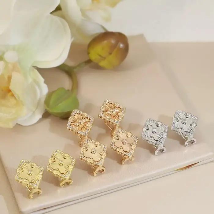 Boucles d'oreilles en argent pur de conception originale avec incrustation de diamants exquis pour femmes